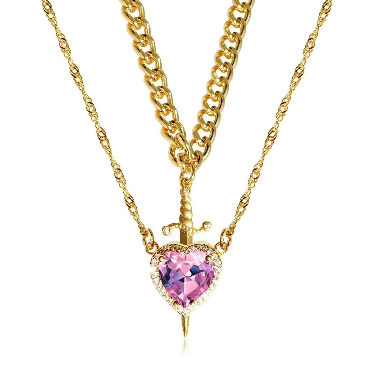 You are in My Heart Necklace Set, Heart Sword Necklace