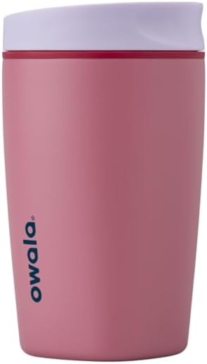 Owala SmoothSip Slider Insulated Stainless Steel Coffee Tumbler, Reusable Iced Coffee Cup, Hot Coffee Travel Mug,