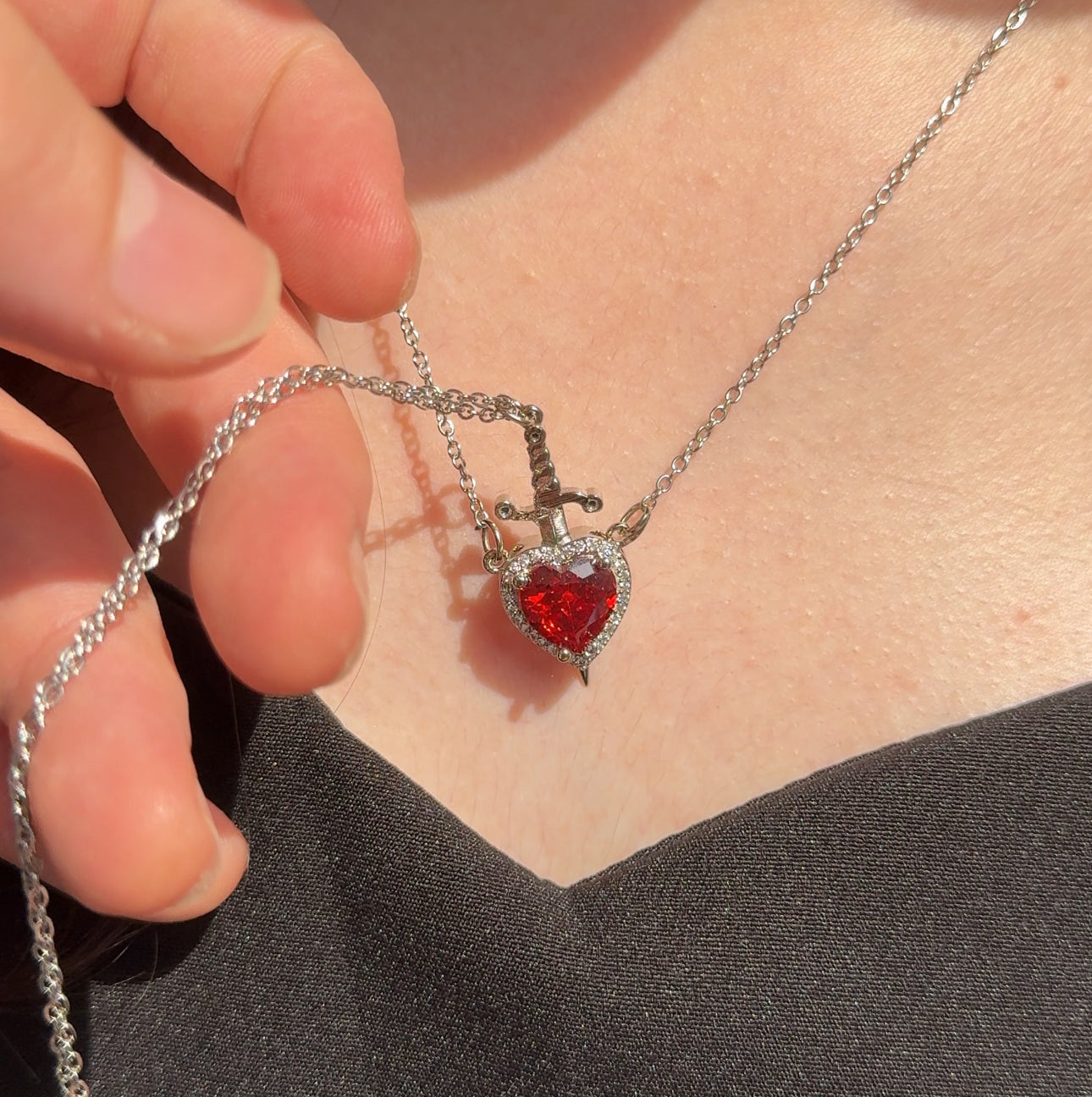 You are in My Heart Necklace Set, Heart Sword Necklace