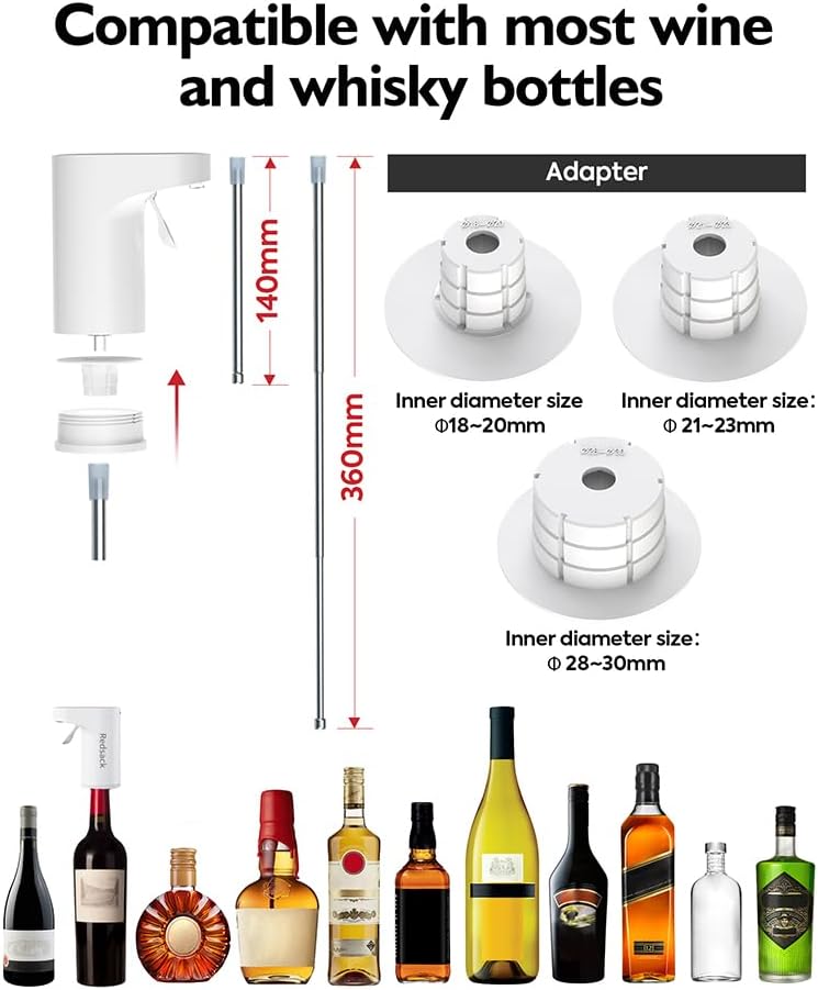 Electric Wine Decanter Aerator Dispenser Pourer Whiskey Adjustable Quantity Liquor Wine Pump