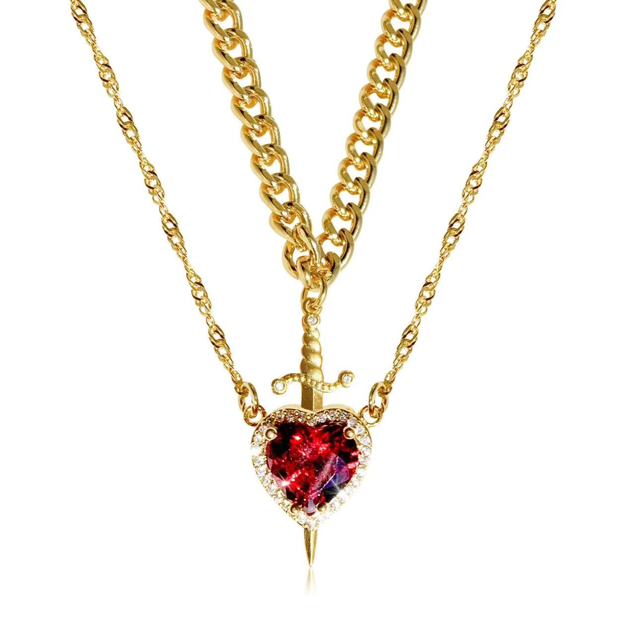 You are in My Heart Necklace Set, Heart Sword Necklace