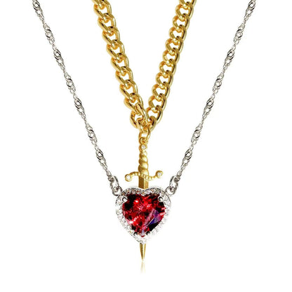 You are in My Heart Necklace Set, Heart Sword Necklace