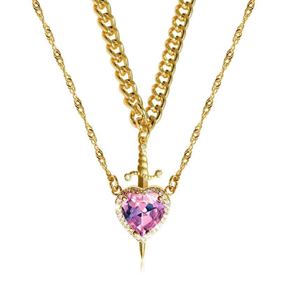 You are in My Heart Necklace Set, Heart Sword Necklace