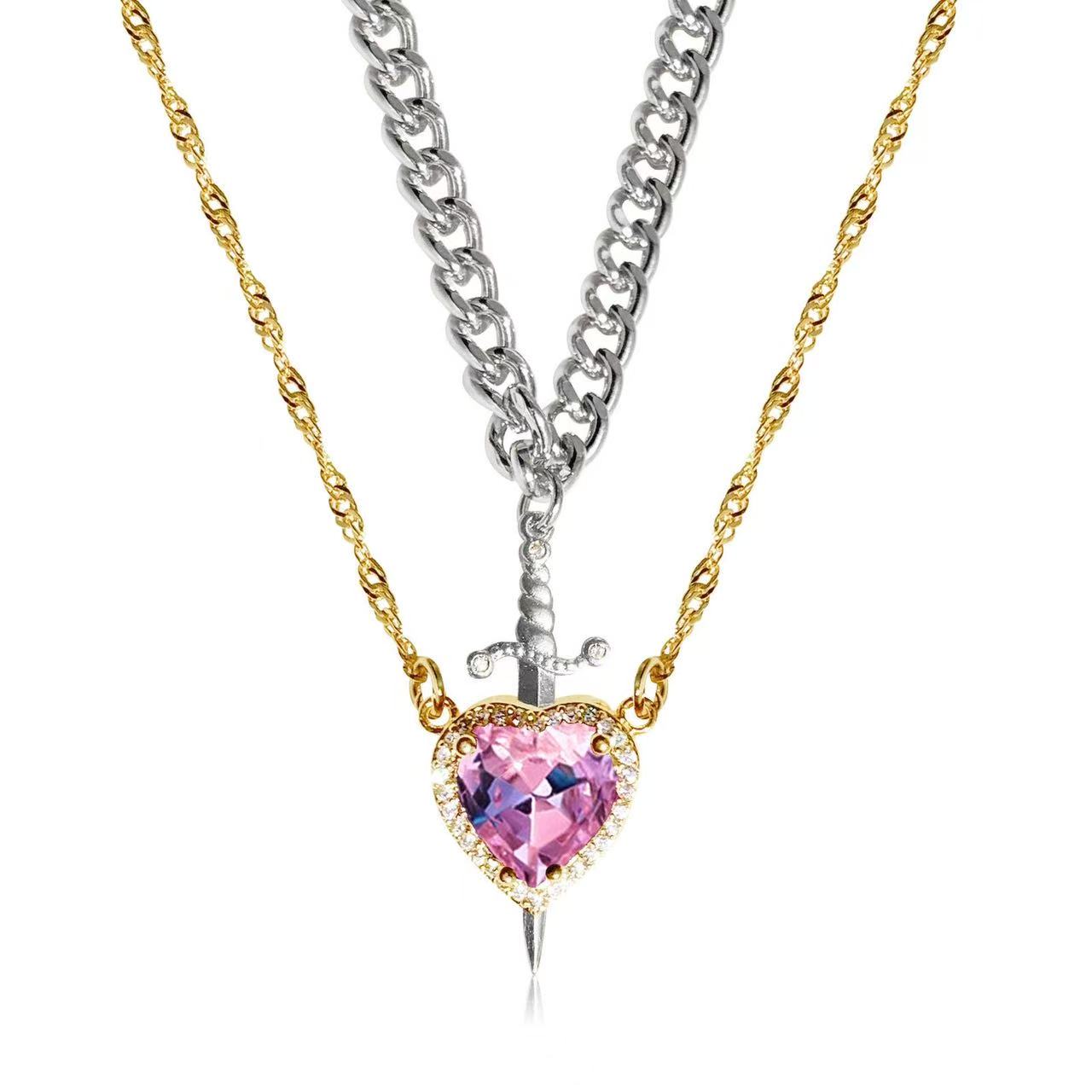 You are in My Heart Necklace Set, Heart Sword Necklace