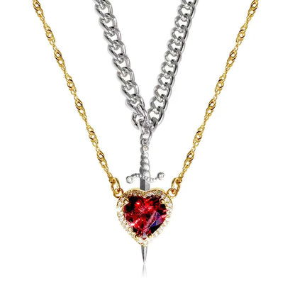 You are in My Heart Necklace Set, Heart Sword Necklace