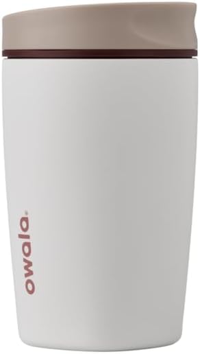 Owala SmoothSip Slider Insulated Stainless Steel Coffee Tumbler, Reusable Iced Coffee Cup, Hot Coffee Travel Mug,