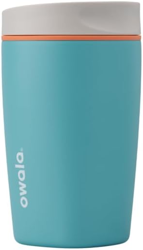 Owala SmoothSip Slider Insulated Stainless Steel Coffee Tumbler, Reusable Iced Coffee Cup, Hot Coffee Travel Mug,