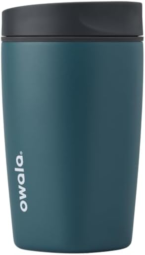 Owala SmoothSip Slider Insulated Stainless Steel Coffee Tumbler, Reusable Iced Coffee Cup, Hot Coffee Travel Mug,
