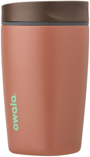Owala SmoothSip Slider Insulated Stainless Steel Coffee Tumbler, Reusable Iced Coffee Cup, Hot Coffee Travel Mug,
