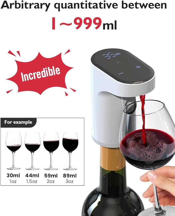 Electric Wine Decanter Aerator Dispenser Pourer Whiskey Adjustable Quantity Liquor Wine Pump