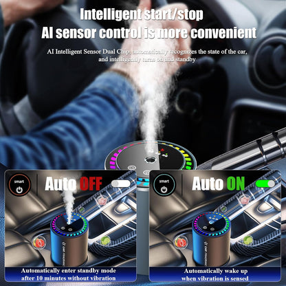 Smart Car Air Freshener Diffuser,Rechargable Automative WaterlessCar Diffuser, for Essential Oils with StarProjector, Music Rhythmic Lights