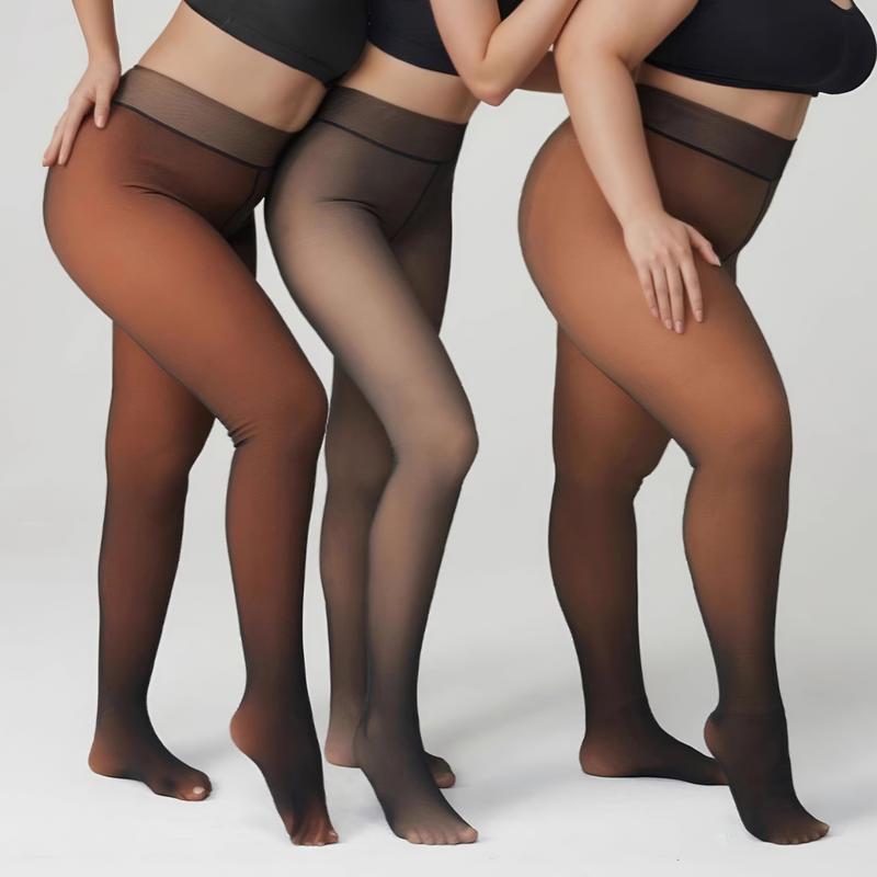 Women's Fleece Lined Thermal Tights One-Line Seams Front & Back Semi-Transparent Thick Leggings Closed Foot Design M-3XL 5 Shades Basic Minimalist Fit