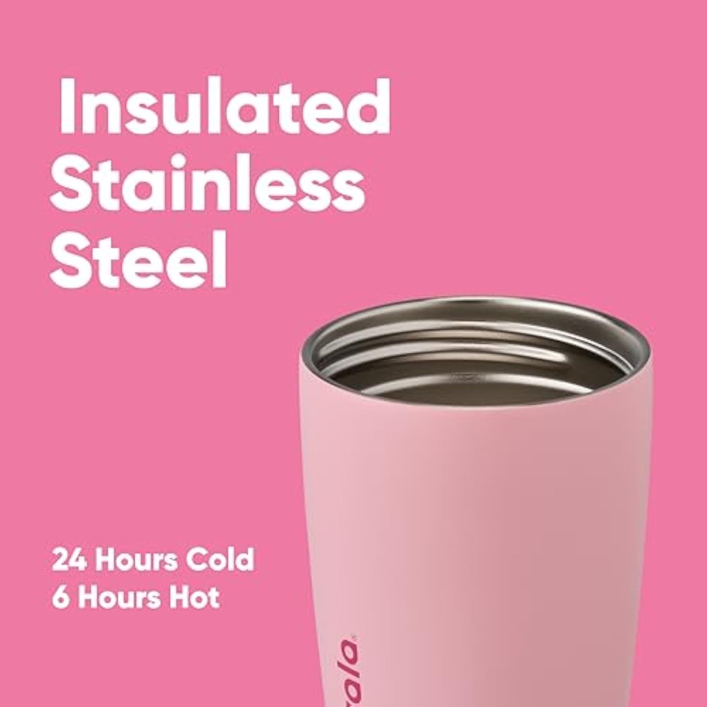 Owala SmoothSip Slider Insulated Stainless Steel Coffee Tumbler, Reusable Iced Coffee Cup, Hot Coffee Travel Mug,