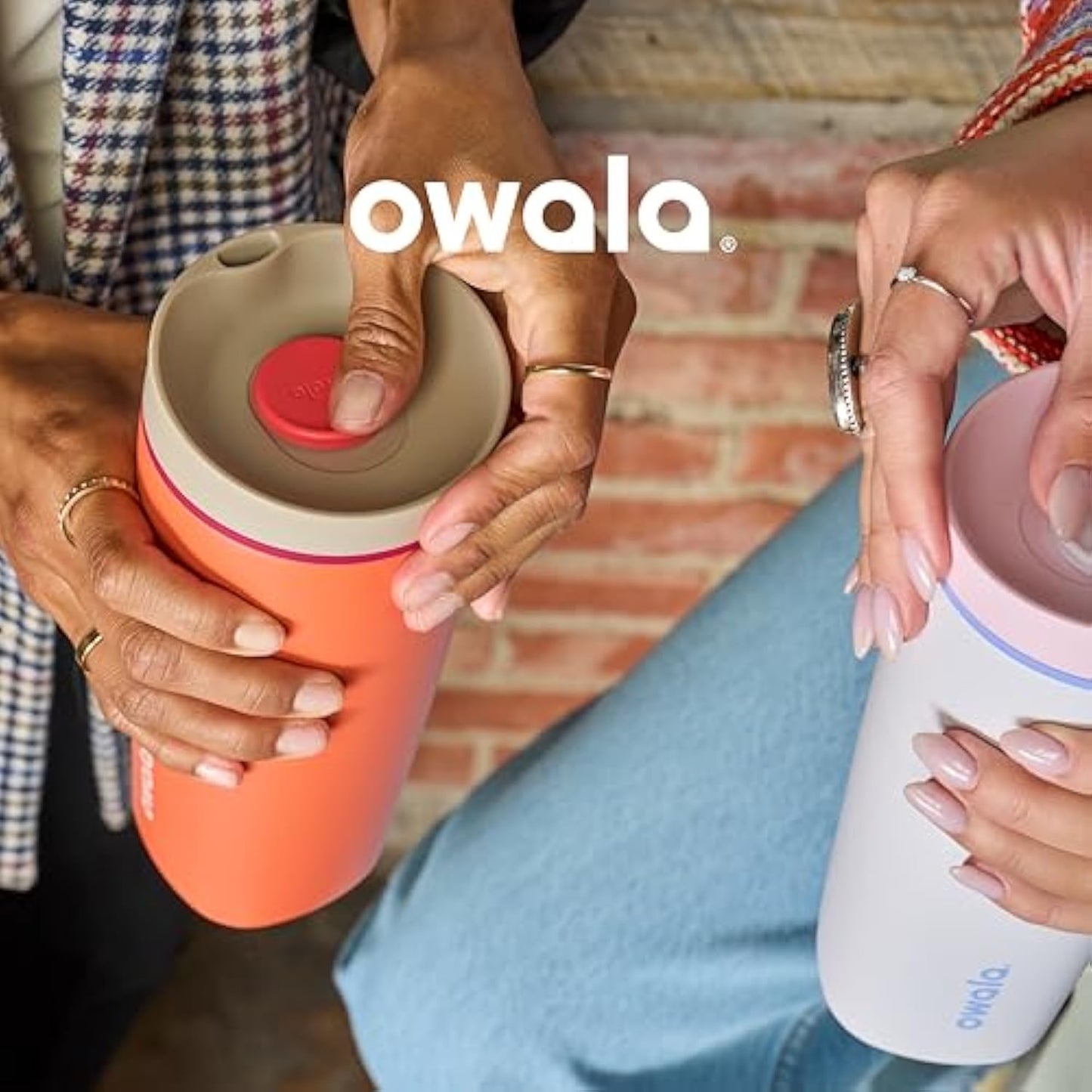 Owala SmoothSip Slider Insulated Stainless Steel Coffee Tumbler, Reusable Iced Coffee Cup, Hot Coffee Travel Mug,